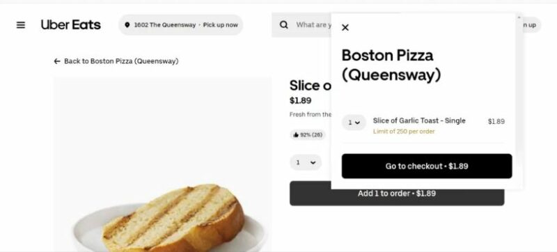 Boston Pizza Checkout